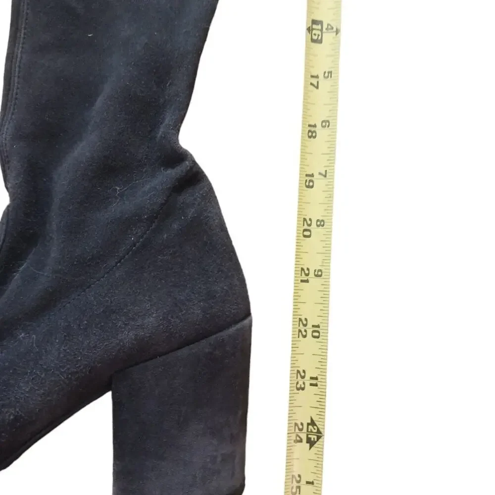 Stuart Weitzman Over The Knee Boots Sz 7M GRAY Leather SUEDE Pullon TIELAND $980
